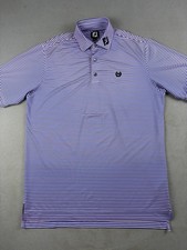 Footjoy Polo Shirt Men s Size Medium Blue Striped Tour Collar Golf Performance