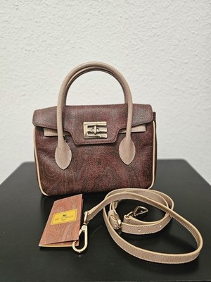 Authentic ETRO Paisley Top Handle Satchel with Crossbody Strap