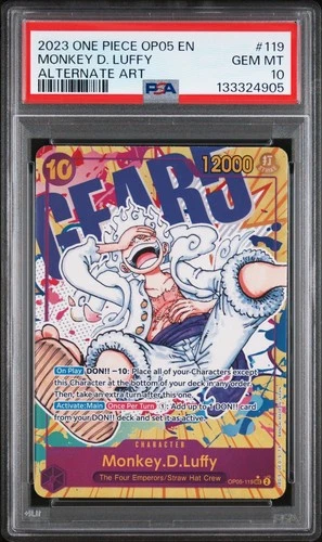 2023 ONE PIECE OP05 119 MONKEY D LUFFY GEAR 5 NIKA SEC ALT ART ENGLISH PSA 10