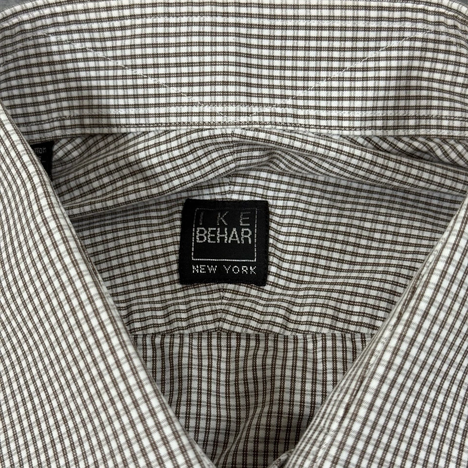 Camisa de vestir IKE Behar New York manga larga abotonada calce para hombre talla 15,5/35 gris Foto 4 de 4