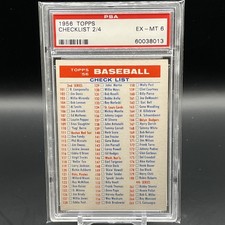 1956 Topps Checklist 2/4 PSA 6 EX-MT