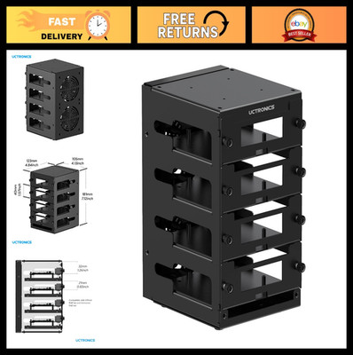 Raspberry Pi Cluster Case - 4 Layer Metal Rack with Cooling Fans & SSD Support