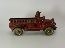 Antique 1930s AC Williams Cast Iron Fire Truck 3.5 Red Ladder Pumper