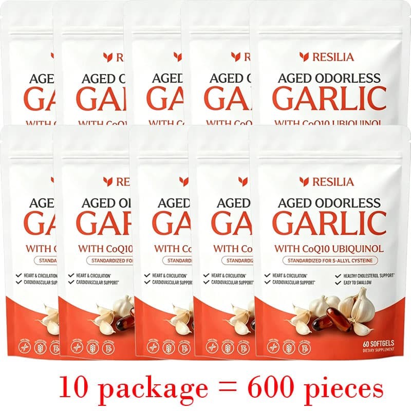Resilia Garlic Extract 600mg Softgels (60 Count) Odorless Aged Garlic Extra
