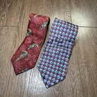 Brioni Silk Tie Bundle Lot 2 Italy Luxury Designer Red Patterned 