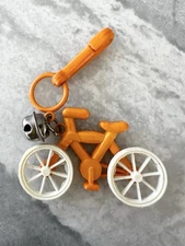 Vintage 1980s Plastic Bell Charm Bike Bicycle Pink 80s Necklace Clip