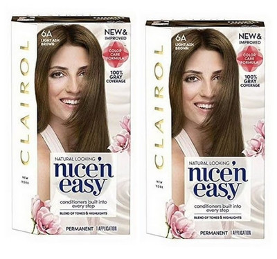 (Pack 2) Clairol Nice 'n Easy Permanent Hair Color #6A LIGHT ASH BROWN