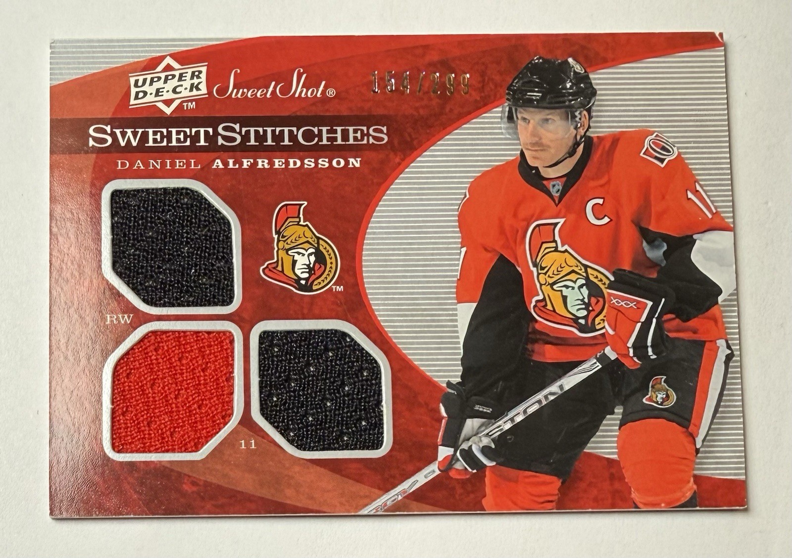 2007-08 Sweet Shot Sweet Stitches Daniel Alfredsson HOF Senators Jersey /299