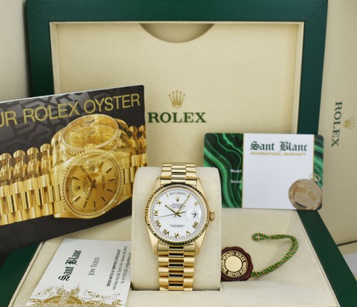 ROLEX 18kt Gold Day Date President White Roman (Bold) 18238 SANT BLANC