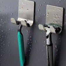 Stainless Steel Razor Holder Wall Mount Shaver Hook Bathroom Storage Rack