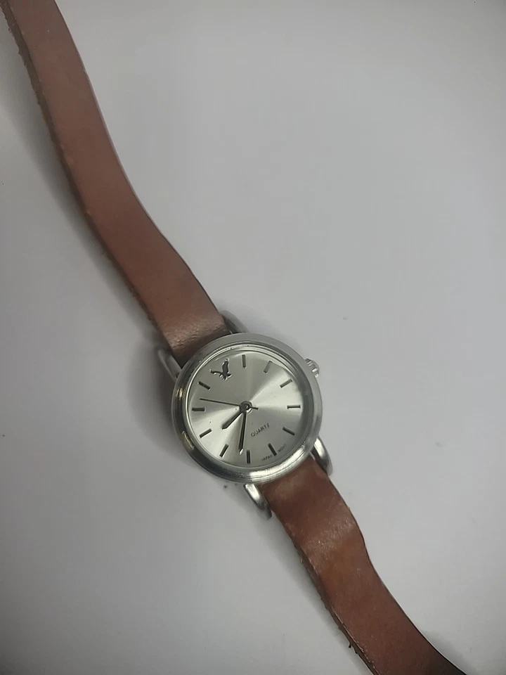 Vintage AEO American Eagle Outfitters Silver Tone Brown Wrap Strap Snap Womens - Image 2 of 4