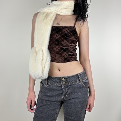 Christian Dior Women's Scarf Ivory White 85% Vision Mink 15% Renard Fox Fur Wrap