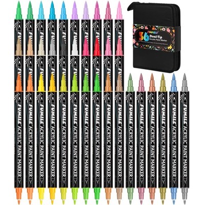 36 Colors Acrylic Paint Markers Dual Tip(Fine and Brush Tip), Acrylic Paint P...