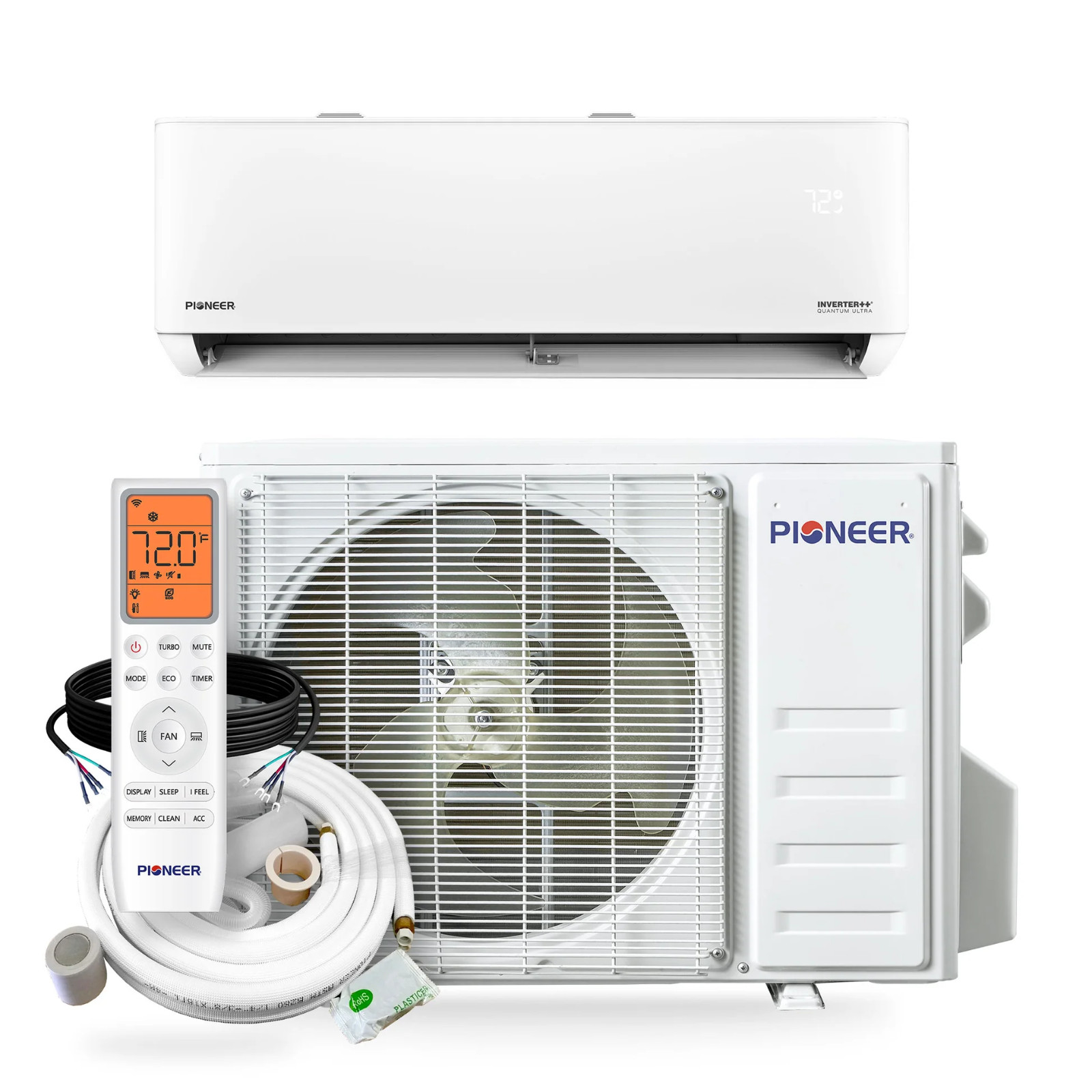 12000 BTU Pioneer Quantum Ultra 24 SEER2 230V Ductless Mini-Split Heat Pump +KIT