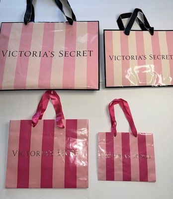 Bundle Of 4VICTORIAS SECRET Pink/Black Store Tote Shopping Gift Bags Some Tissue