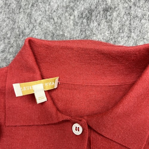 Maglione Ann Mashburn donna piccolo rosso cashmere manica 3/4 pullover colletto maglia - Foto 8 di 20