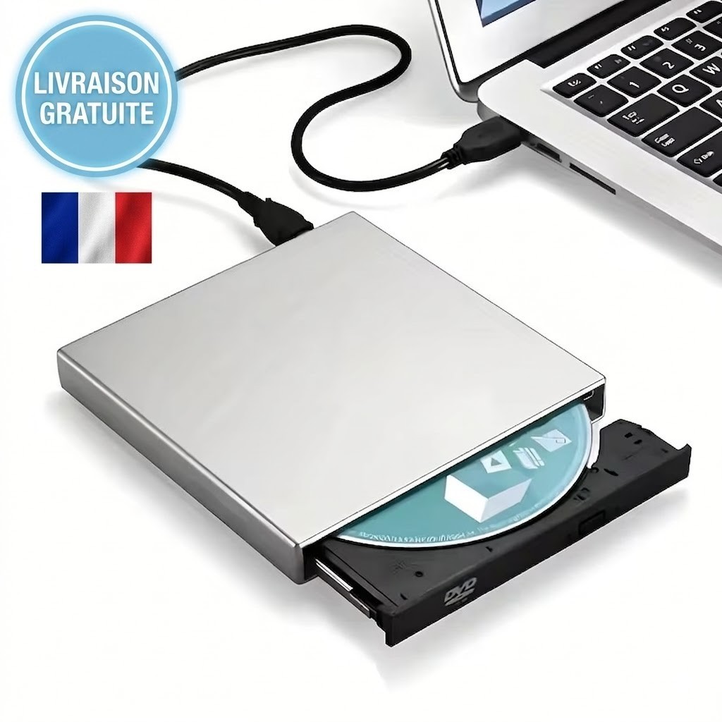 Lecteur graveur CD externe USB C pour PC portable sans lecteur optique