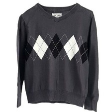 Children's Place Boys Argyle Sweater Gray Size 5 6 Small Long Sleeve Pullover