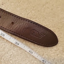 Vineyard Vines Whale Belt size 36 Made In USA BLUE Men's Brass Buckle Leather