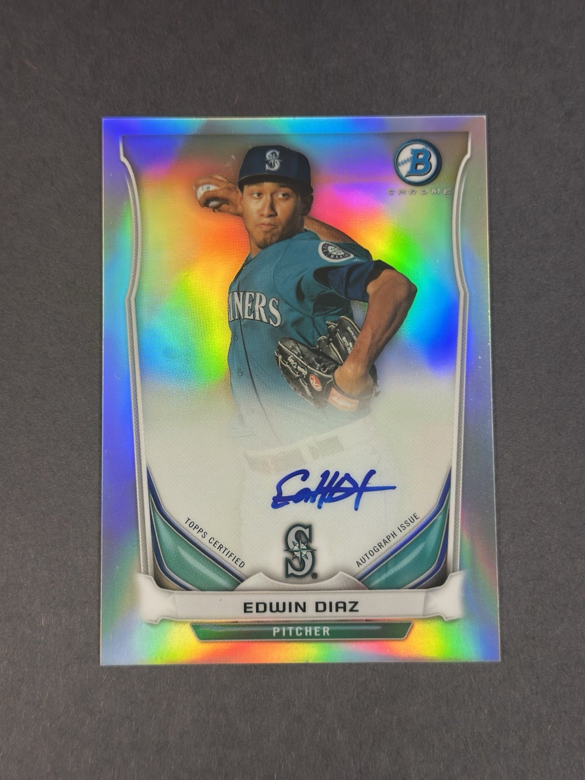 Edwin Diaz 2014 Bowman Chrome REFRACTOR Auto 1st Rookie #’d 251/500 Dodgers