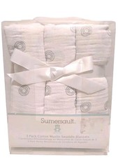 Sumersault Baby Boy Girl Layette Grey Dots 3 Pk Muslin Swaddle Blanket Gift Set