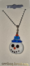 Disney Parks Arribas Brothers Glass Snowman Necklace Pendant Christmas