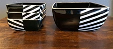 Vtg 90s Set Of 4-The Main Ingredient-Pasta Salad Bowls Black White Striped  A4