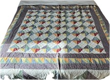 Vintage 80s Bedspread Quilted Patchwork 86X 88 Quilt cottage Core Read