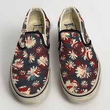 Vans Slip-On Sneakers Floral Daisies Graffiti Print Size Men s 4 Women s 5.5