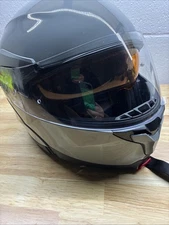 IKON Gray Motorcycle Flip Up Modular Helmet XL Chin Strap Clear With Sun Visor