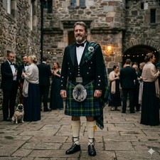 11 Piece Gordon Tartan Kilt Set for Men - Traditional Scottish Highland Dress