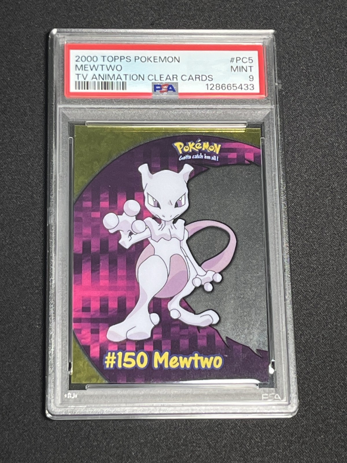 2000 Topps Pokemon Mewtwo PC5 TV Animation Clear Card PSA 9 MINT