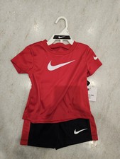 NEW Nike Infant Boys Red / Black Swoosh Shorts Set, Size 12 months