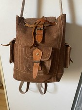 Vintage Damen Rucksack Backpack  echt Leder  braun Wildleder