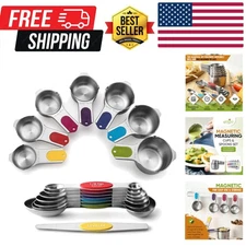 Patented Magnetic Measuring Spoons & Cups - Precision Tools for Bakers, 15 pcs