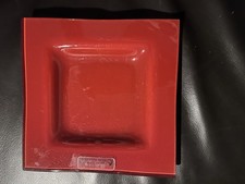 SCHALE TELLER OBSTSCHALE  GLAS ECKIG WELLIG ROT DEKO GESCHENK Williams