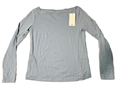 MNG Mango Light Blue Boat Neck Long Sleeve Top XS NWT