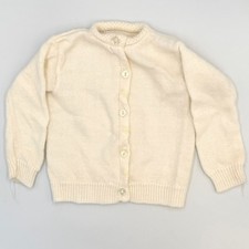 Vtg Sears Baby Cardigan Cream Knit with Floral Accents 1950s/60s Size 0 3M