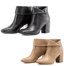 Women's Ankle Boots Asymmetric Design Folded Wrap Stylish Square Toe with Zipper
