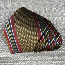 Robert Talbott Mens Tie Striped Bronze Copper Best of Class 58" x 3 1/2" USA New