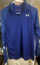 Under Armour Loose Heat Gear Pullover Long Sleeve 1/4 Zip Royal Blue  Youth XL