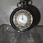 Quartz Pocket Watch Hinged Cover Silver Polished White Works Battery Operated — photo 1