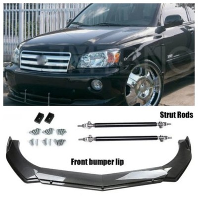 For Toyota Highlander Carbon Style Front Bumper Lip Splitter Spoiler Kit Rod