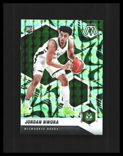 2020-21 Jordan Nwora Rookie Card Mosaic Reactive Green #219 Milwaukee Bucks. rookie card picture