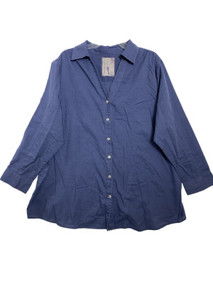 The Legging Shirt Avenue Woman's Size 22-24 Blue Pinstripe Button Up Top