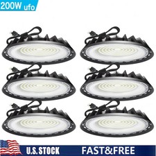 6 Pack 200W UFO Led High Bay Light Industrial Commercial Warehouse Factory Light