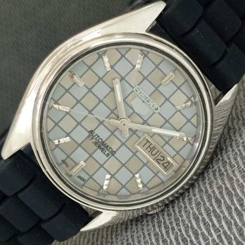 AUTOMATIC VINTAGE SEIKO 5 JAPAN 7009A MENS GREY COLOR DIAL WATCH a2408-U