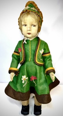 22  Antique Lenci Attributed Italian Felt Doll Swivel Head Folk Costume