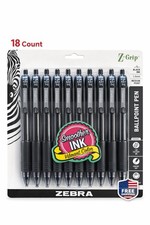 Zebra Z-Grip Ballpoint Pens Black Ink 1.0mm Medium Point 18 Pack Smooth Writing