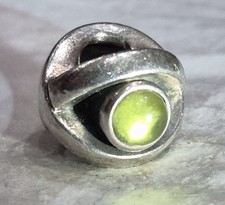 Authentic PANDORA Sterling Silver Green Peridot Eye Charm Bead #790127PE RETIRED